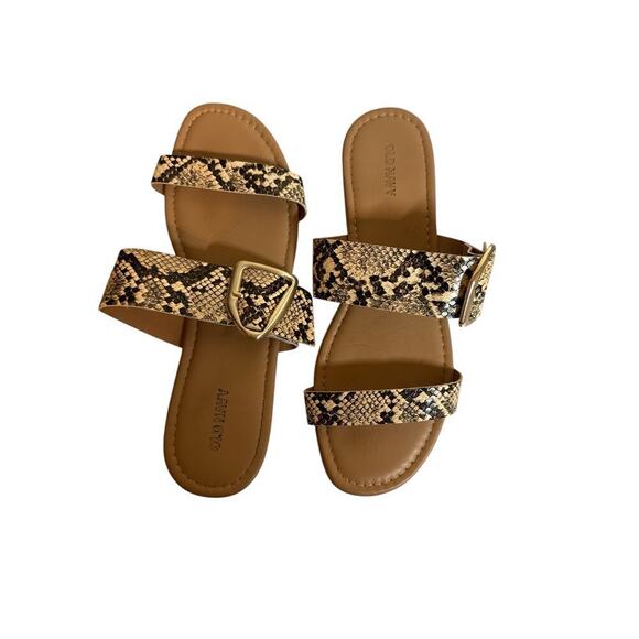 Old Navy Women's Faux-Leather Double-Strap Metal-Hardware Sandals Size 9.5 Snake - Picture 2 of 6